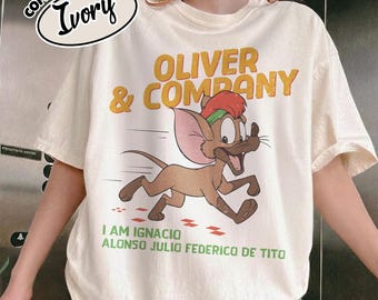 Camiseta Comfort Color Disney Oliver y Compañía Tito, Camiseta divertida de perro Disney, Camiseta Oliver & Compañía, Camiseta Ignacio Alonso Julio Federico RLTC19