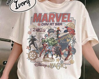 Personalized Disney Cruise Marvel Day At The Sea 2026 Comfort Color Shirt, Cruise Line 2026 Thor Iron Man Hulk Cruise Disney Magic RK3C24