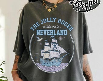 Camiseta Comfort Color Disney Peter Pan y Campanilla Jolly Roger Neverland, Camiseta Never Grow Up, Camiseta para viaje familiar a WDW Magic Kingdom 2026 RLTC21