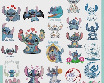 20+ Stitch Embroidery Designs Bundle: Stitch Ohana Designs, Cartoon Machine Embroidery, (Digital Download)