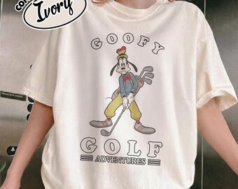Camiseta vintage Goofy Golf Adventure Comfort Color, Magic Kingdom, viaje familiar a Disneyland, divertida camiseta de Disney para amantes del golf, Goofy RLTC18