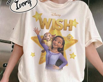 Camiseta Disney Comfort Color Wish, Camiseta Disney Princess Asha Star of Wish, Princesa Negra, WDW Disneyland 2026, Camiseta Disneyworld Vacation RLTC23