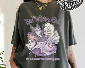Comfort Color Retro Villains Bad Witches Club Shirt Disney Halloween Shirt Why be a princess when you could be witch shirt maleficent RLTJ02