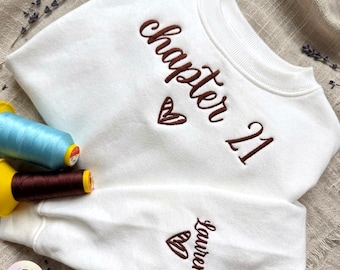 Capítulo 21 Camiseta de cumpleaños Sudadera con capucha personalizada bordada Regalo para amantes de los libros Hija