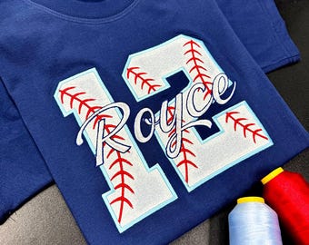 Camiseta de béisbol para mamás, camiseta personalizada con número brillante, camiseta con nombre personalizado, atuendo para la temporada de béisbol, regalo para mamás deportistas