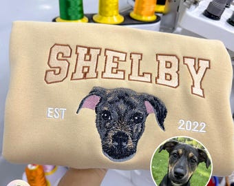 Sudadera con bordado de perro personalizado, sudadera con capucha bordada para mascotas, camiseta bordada con foto y nombre de mascota, regalo para amantes de las mascotas