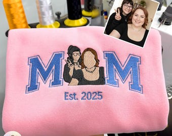 Bluza z haftem dla mamy, bluza z kapturem ze zdjęciem portretowym, prezent na Dzień Matki
