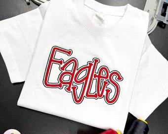 Camiseta personalizada con bordado 3D en relieve de la mascota de las águilas, sudadera con capucha para el día del partido con espíritu escolar.
