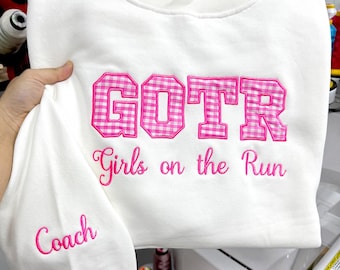Personalized Varsity Letter Sweatshirt, College Crewneck, Gingham Applique Embroidered Pullover, Custom Name University Shirt