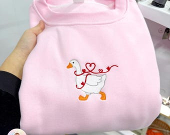 Sudadera con ganso bordado, regalo romántico para San Valentín