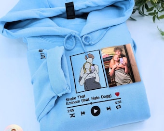 Sudadera con foto y canción bordadas personalizadas, sudadera con capucha con retrato personalizado