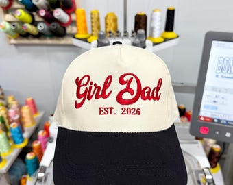 Personalized Dad of Girls Hat, Embroidered Baseball Cap for New Dad Gift