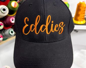 Gorra personalizada con nombre de equipo bordado, gorra de béisbol con texto personalizado, regalo para el espíritu escolar