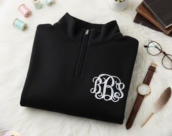 Sudadera con nombre personalizado bordado, sudadera con cremallera de un cuarto del equipo, jersey con monograma personalizado, regalo de espíritu universitario