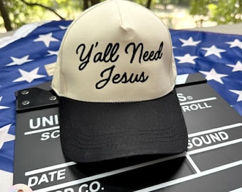 Y'all Need Jesus Embroidered Trucker Hat, Christian Cap Faith Apparel, Inspirational Christian Gift