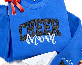 Sudadera personalizada con bordado brillante para mamá animadora, regalo para espíritu de equipo