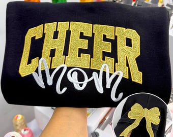 Sudadera personalizada con bordado de purpurina para mamá animadora, atuendo para el día del juego