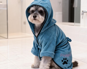Benutzerdefinierter Hundekatzen-Bademantel mit Kapuze, personalisiertes Haustier-Handtuch Robe Name, schnell trocknender saugfähiger Welpen-Robe, Spa nach dem Bad-Wrap, Haustier-Geburtstagsgeschenk