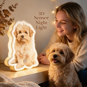 Custom Pet Photo  3D Sensor Night Light, Personalized Dog Cat Motion Sensor Lamp, Pet Lover Birthday Home Decor Newborn Puppies Light Gift