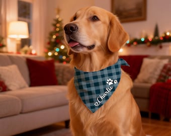 Bandana personalizada para animais de estimação - Lenço personalizado com o nome do seu pet. Bandana reversível para cães ou gatos - Presente ideal para amantes de animais de estimação. Presente perfeito para aniversários.
