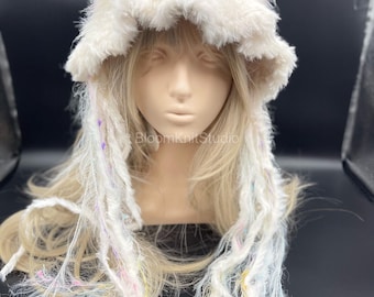 Gorro de ganchillo con orejas de gato: gorro Y2K hecho a mano, regalo de Navidad