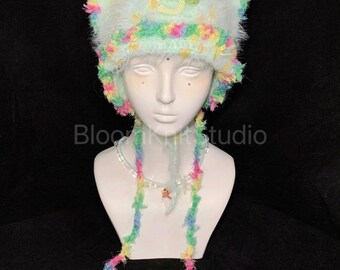 Gorro de lana tejido a mano, gorro de ganchillo acogedor, regalo de Navidad hecho a mano para ella