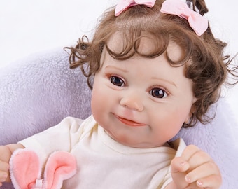 Muñeca bebé renacida de 20 pulgadas, muñeca recién nacida de vinilo de cuerpo completo, regalo de Navidad para ella