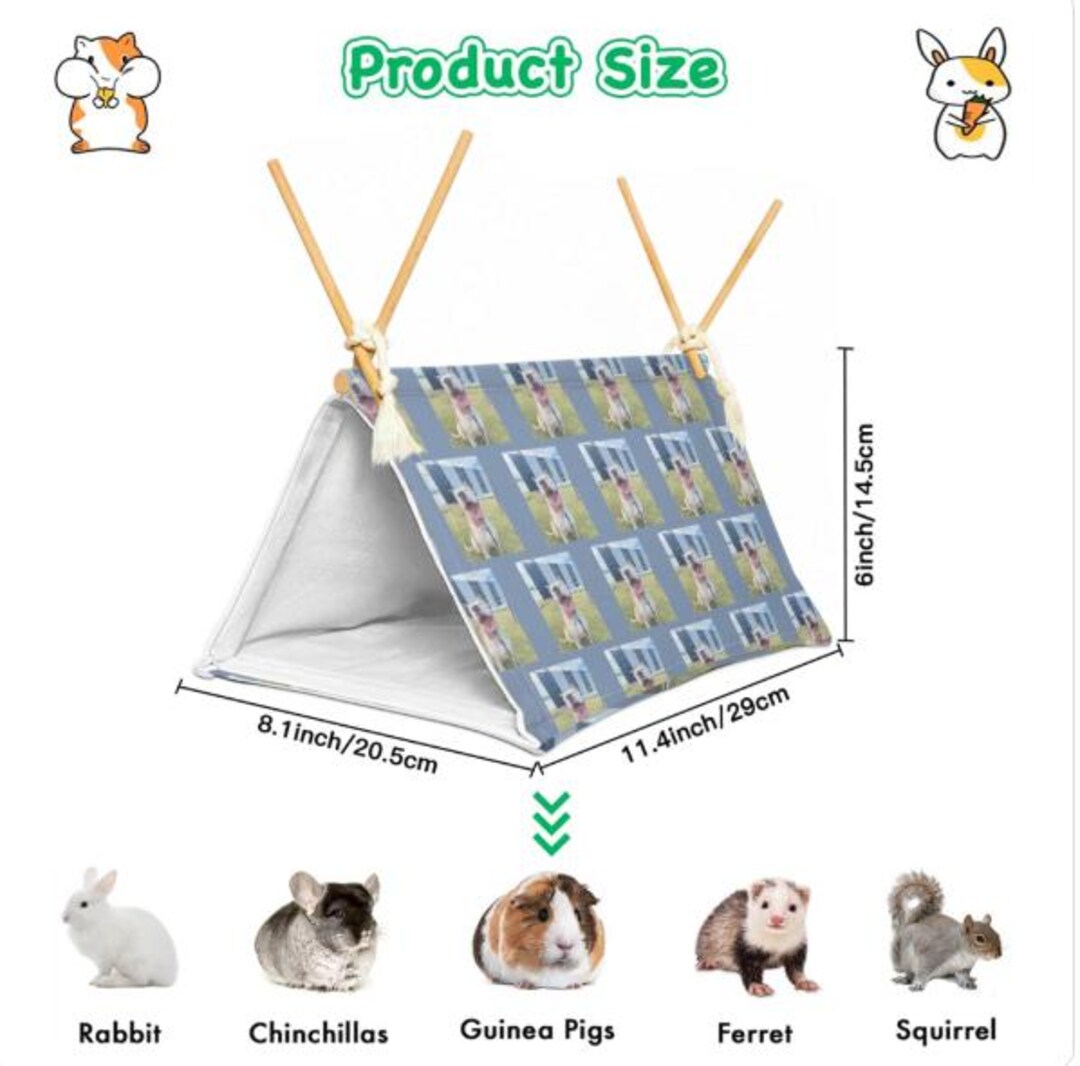 Small Pet Crawl House Soft Flax Tent Play Hide Cat Bed Reptile ...