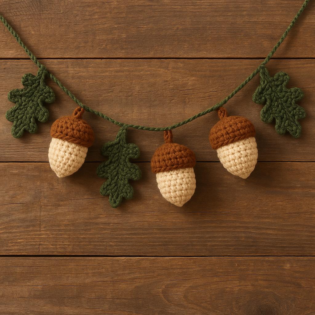 Acorn and Leaf Garland Crochet
