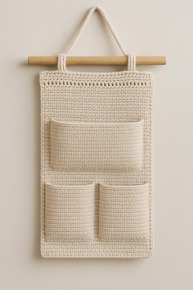 Boho Crochet Wall Organizer Pattern | Hanging Pocket Storage - Etsy