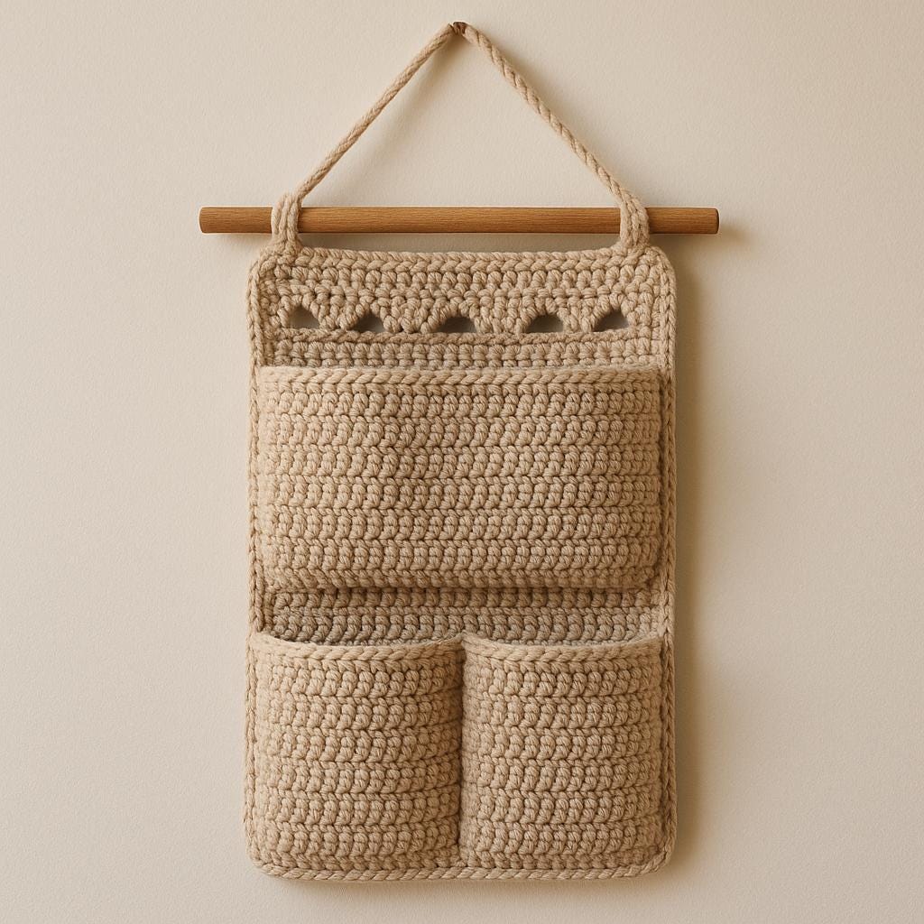 Boho Crochet Wall Organizer Pattern | Hanging Pocket Storage - Etsy
