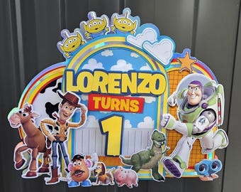 Décoration de gâteau d'anniversaire personnalisée Toy Story, décoration de fête Buzz Woody (téléchargement numérique), fichier SVG et .Studio