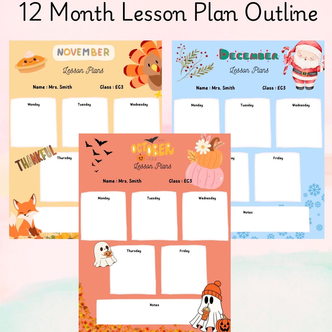 Editable Preschool Lesson Plan Template: Monthly Teacher Planner (canva ...