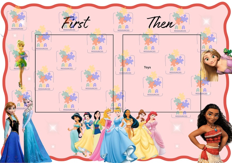 Princess First Then Schedule | Printable Visual Routine Chart for Kids ...