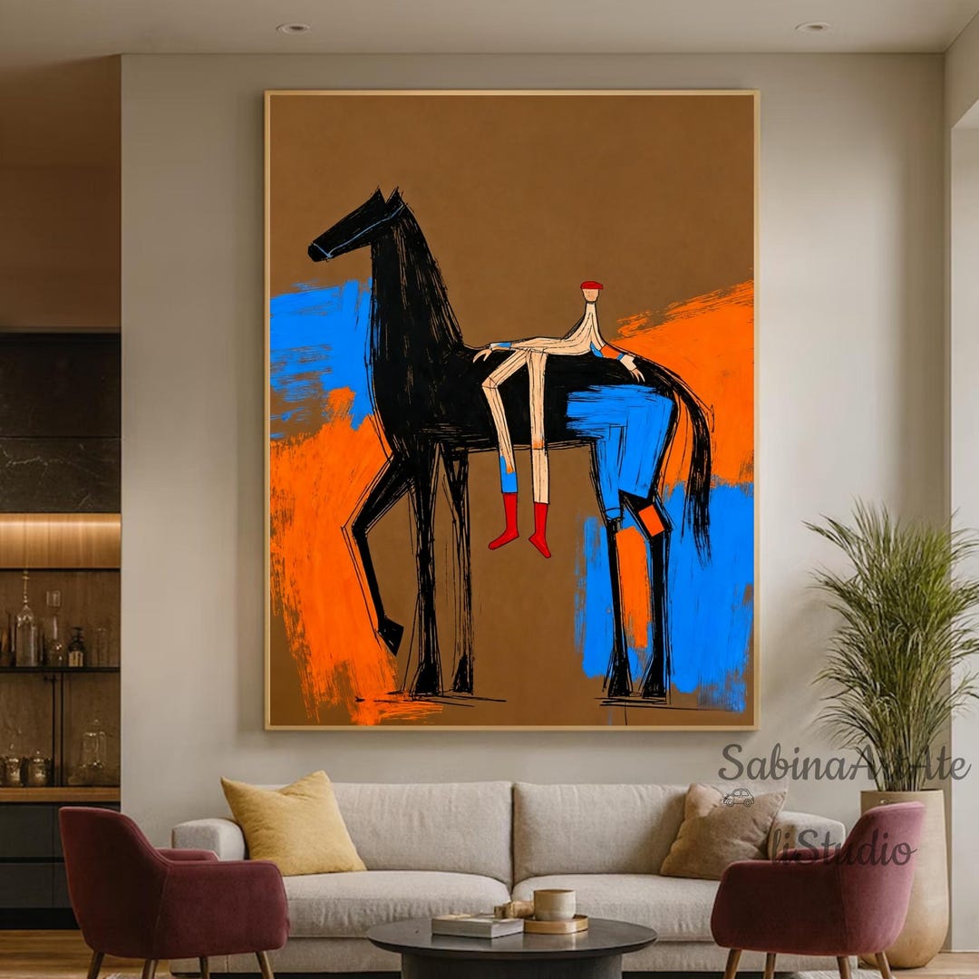 Abstract Horse Rider Painting, Modern Figurative Art on Canvas - Etsy