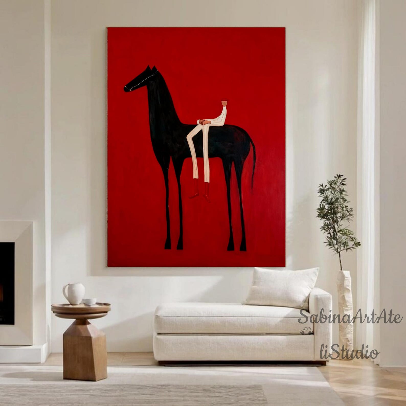 Original Abstract Horse Rider Figure Wall Art Western Cowboy Oil ...