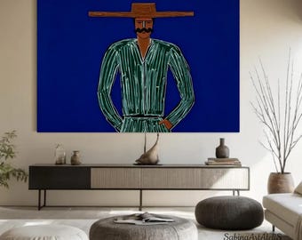Minimalist Figure Painting Textured Handmade Art Abstract People Art Large Colorful Figure Painting