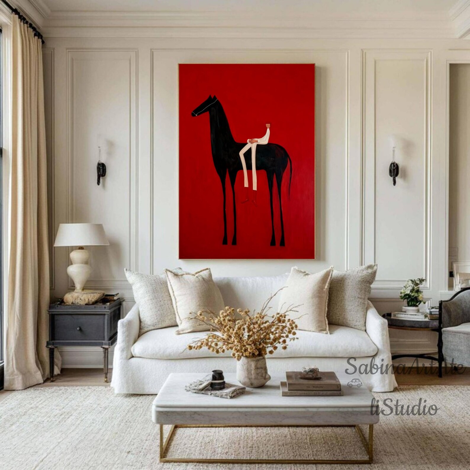 Original Abstract Horse Rider Figure Wall Art Western Cowboy Oil ...