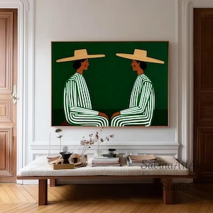Green Abstract Figure Oil Painting: Modern Textured Canvas Wall Art - Etsy