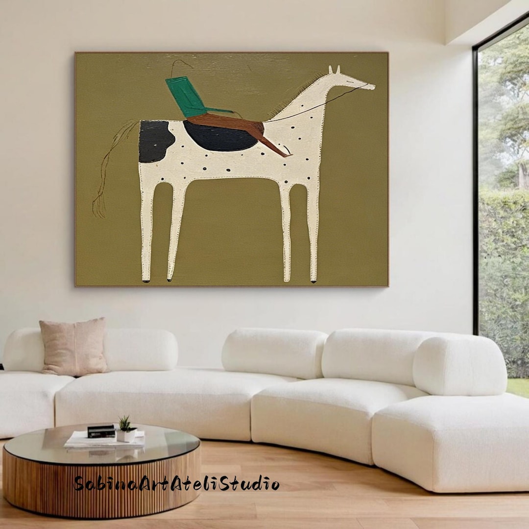Modern Cowboy Horse Wall Art Minimalist Western Figurative Painting ...