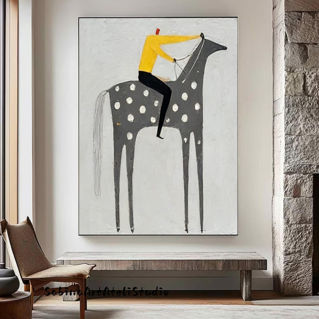 Original Abstract Horse Rider Figure Wall Art Western Cowboy Oil ...