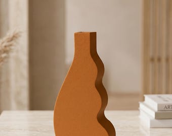 Sculptural Terracotta Vase, Minimalist Modern Home Accent, 3D Printed Vase, Gift for her, Decorative PLA Plastic Vase for Dried Flowers
