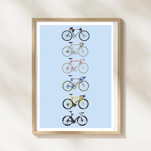 Poster Evolution der Rennräder – Vintage bis moderne Radsport-Kunst – Fahrrad-Wandkunst – Geschenk für Fahrrad-Enthusiasten