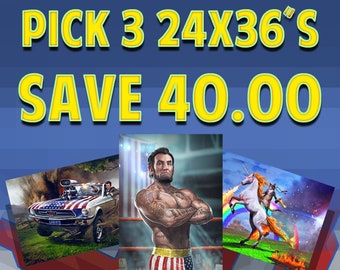 Pick 3 Posters (24" x 36") - Epic Art by Jason Heuser (Sharpwriter)
