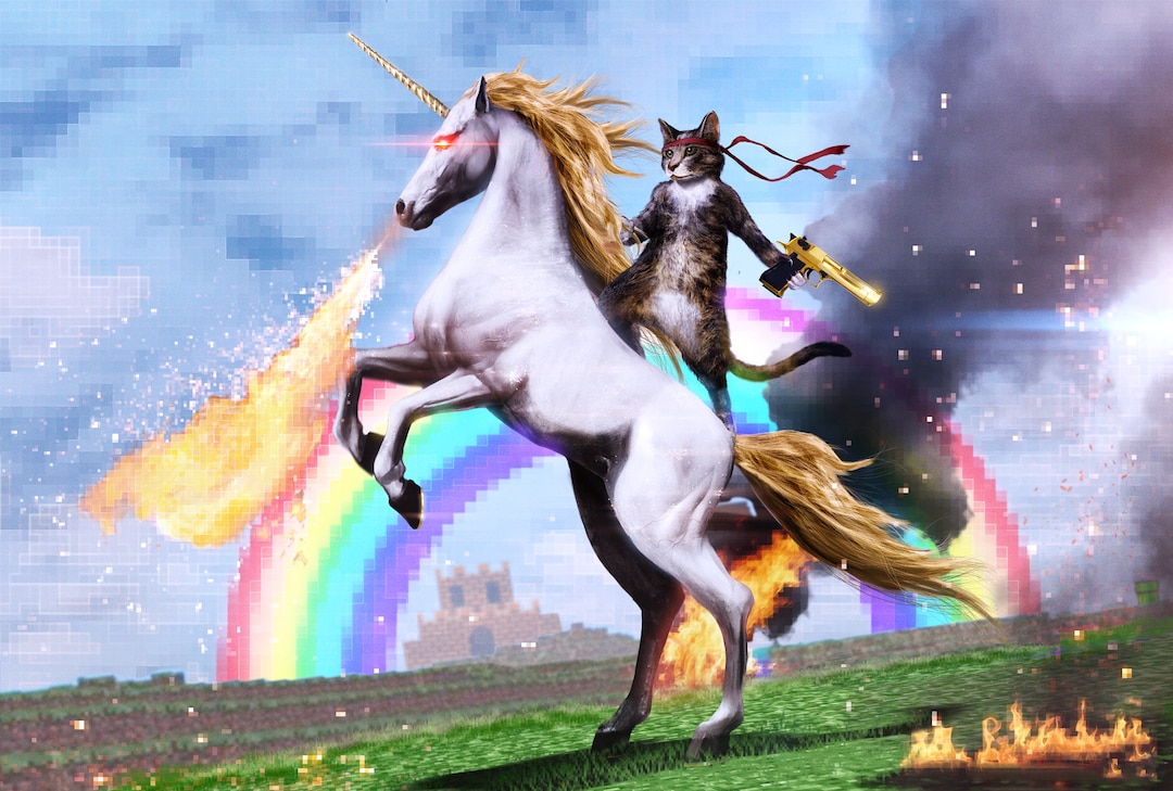 Poster - Welcome to the Internet (ninja Cat on a Unicorn 2010s Meme) - Epic  Art by Jason Heuser (sharpwriter) - Etsy