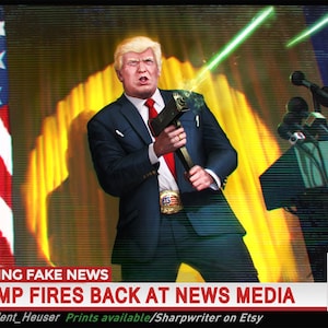 Poster - Breaking Fake News (Donald Trump) - Epic American President Art by Jason Heuser (Sharpwriter)