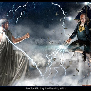 Poster - Ben Franklin vs. Zeus: War for Electricity - Epic American President Art by Jason Heuser (Sharpwriter)