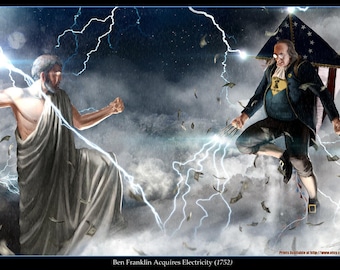 Poster - Ben Franklin vs. Zeus: War for Electricity - Epic American President Art by Jason Heuser (Sharpwriter)