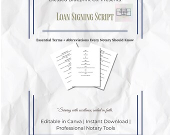 Loan Signing Agent Vocabulary Sheet | Notary Abbreviations | Printable Cheat Sheet for New Notaries