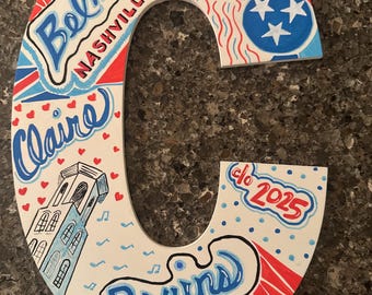 Hand-Painted College Letter – Custom Dorm Room Wall Decor, Graduation Gift